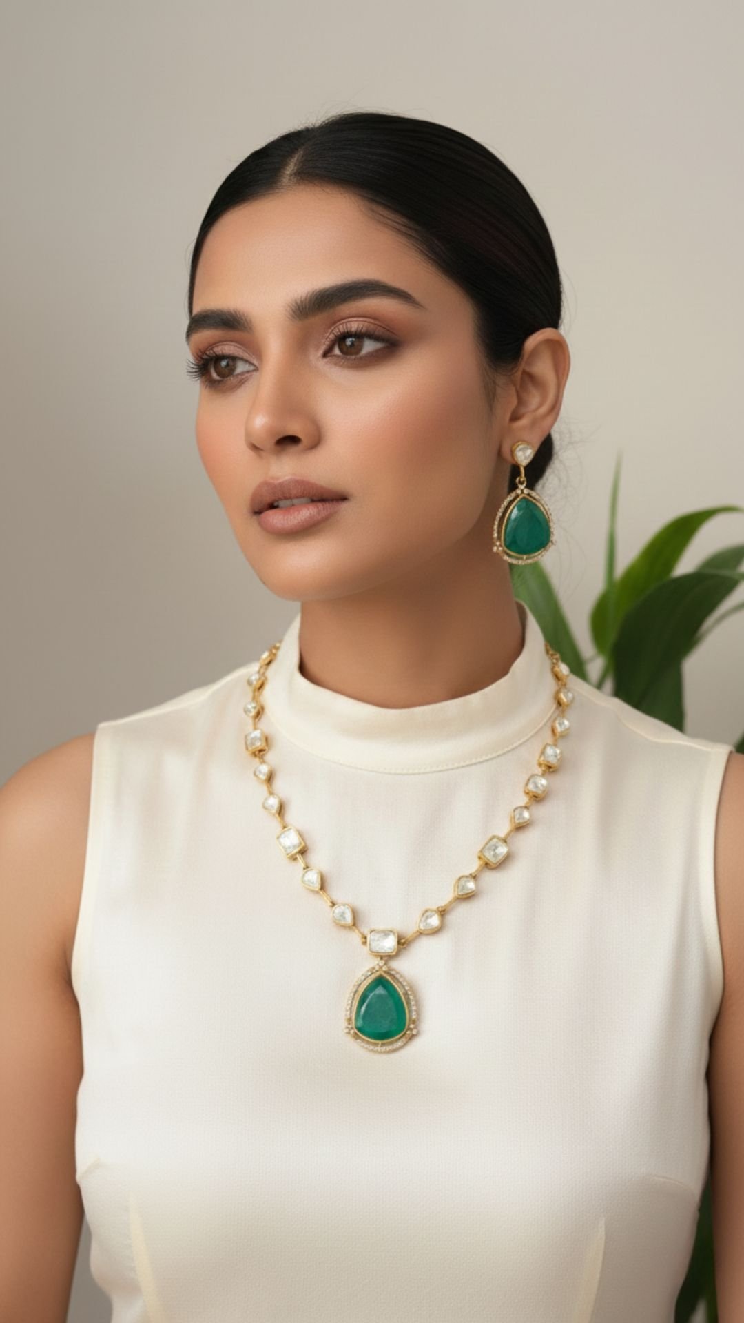 diya moissanite polki necklace diya moissanite polki necklace