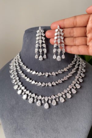 3 Layer Tear Drop Diamond Necklace