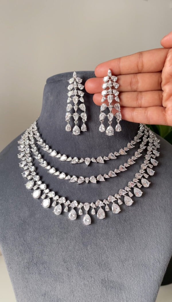 3 Layer Tear Drop Diamond Necklace