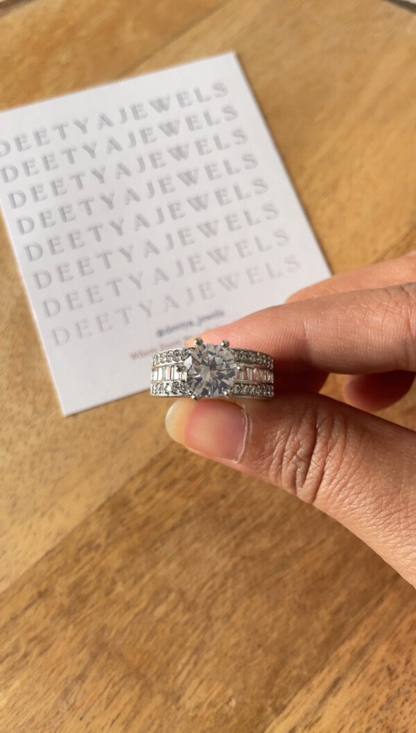 Nora Solitaire & Baguette Diamond Band Ring