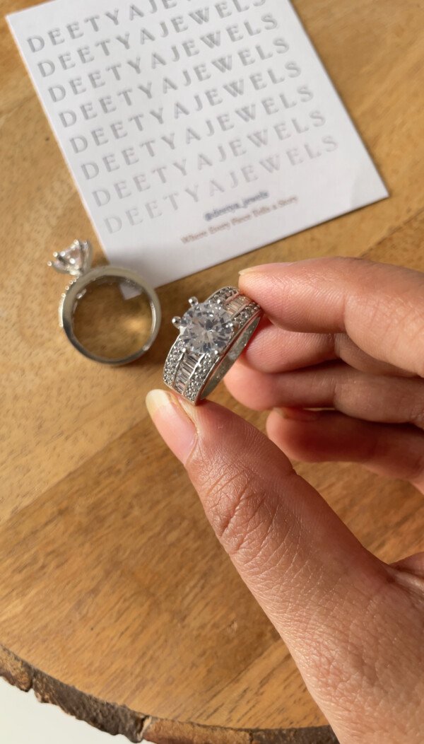 Nora Solitaire & Baguette Diamond Band Ring