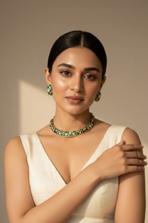 Emerald Royale Meenakari Hasli Set