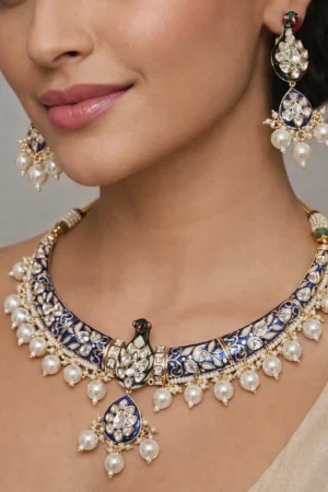 Home morni signature polki kundan pearl hasli